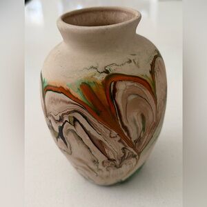 Vintage Authentic Handmade Nemadji Pottery‎ Vase Multicolor 7" Tall 4" Wide EVC